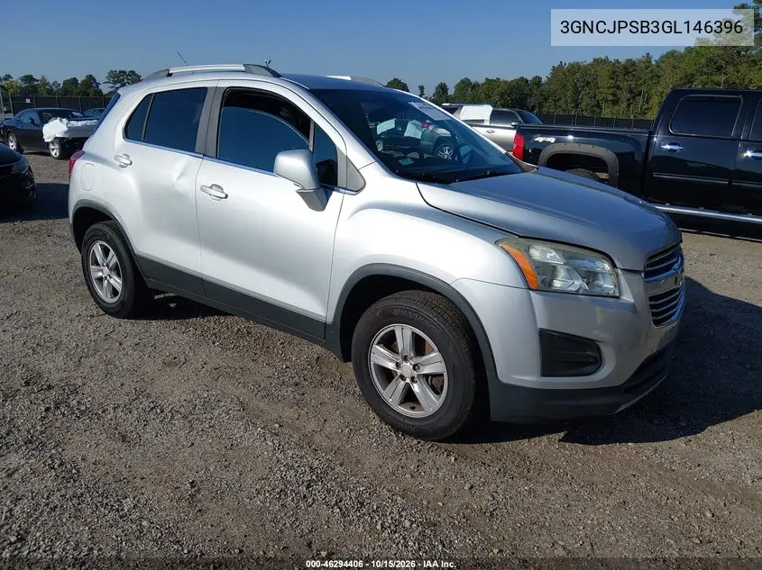 CHEVROLET TRAX 2016, VIN 3GNCJPSB3GL146396