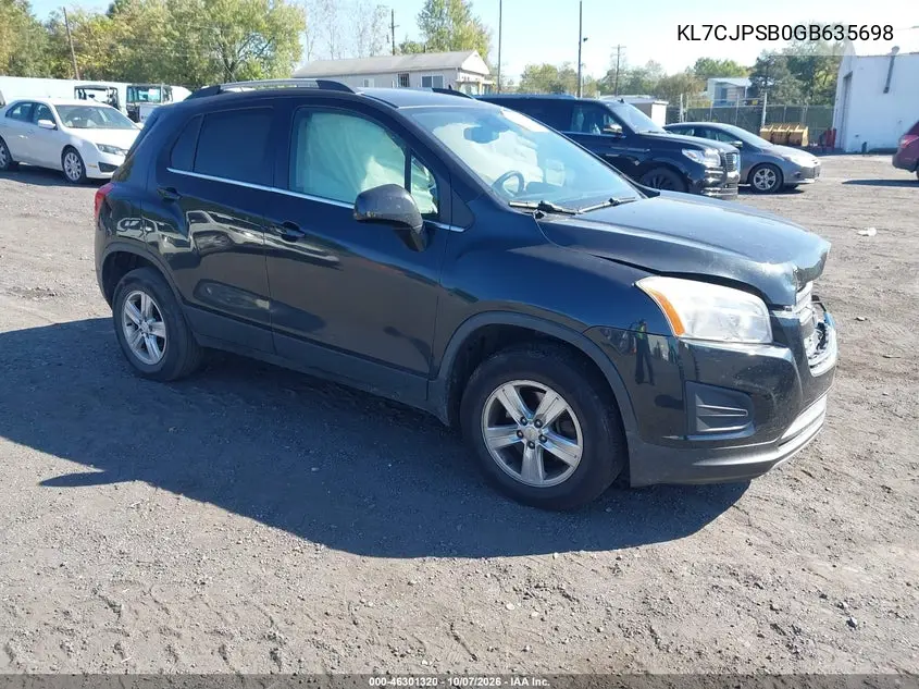 CHEVROLET TRAX 2016, VIN KL7CJPSB0GB635698
