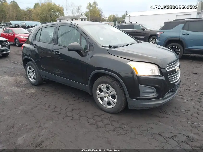 CHEVROLET TRAX 2016, VIN KL7CJKSB0GB563582