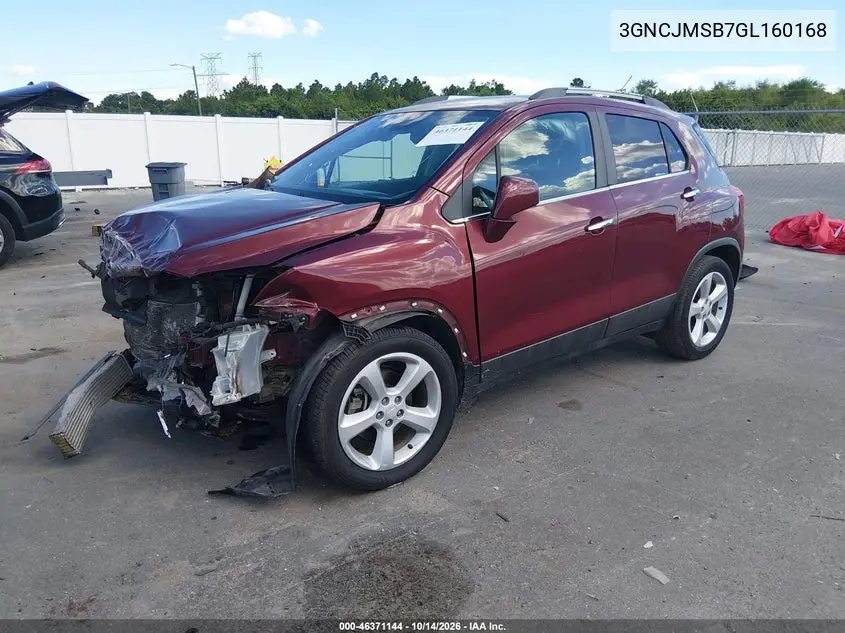2016 CHEVROLET TRAX VIN 3GNCJMSB7GL160168 — фото 2
