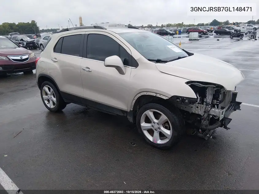 CHEVROLET TRAX 2016, VIN 3GNCJRSB7GL148471