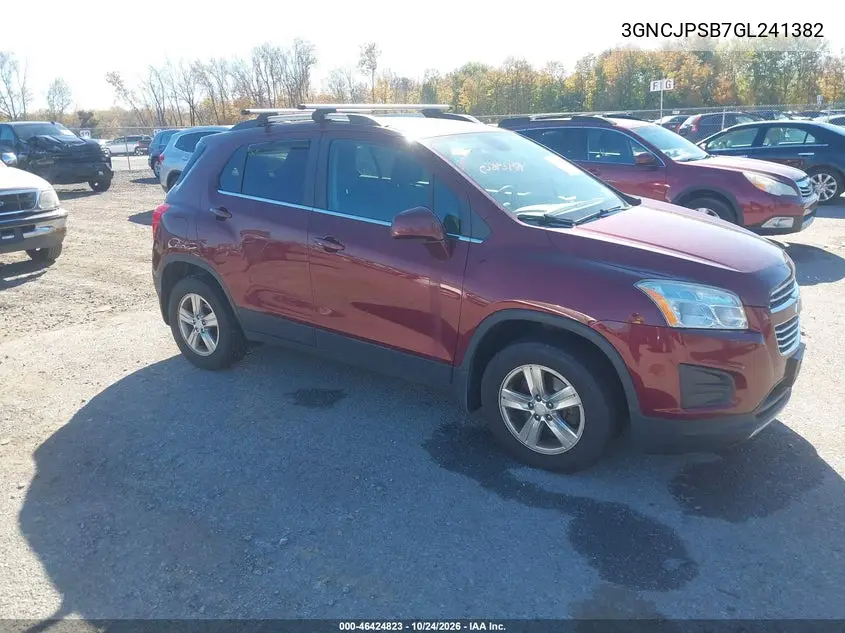 CHEVROLET TRAX 2016, VIN 3GNCJPSB7GL241382