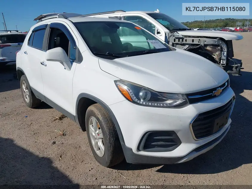 CHEVROLET TRAX 2017, VIN KL7CJPSB7HB115080