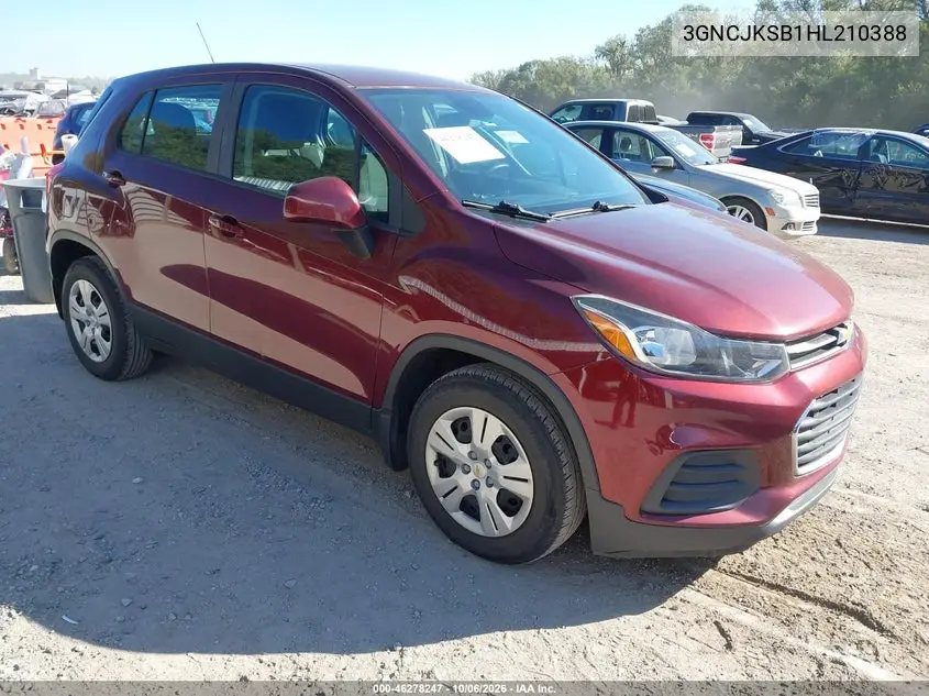 CHEVROLET TRAX 2017, VIN 3GNCJKSB1HL210388