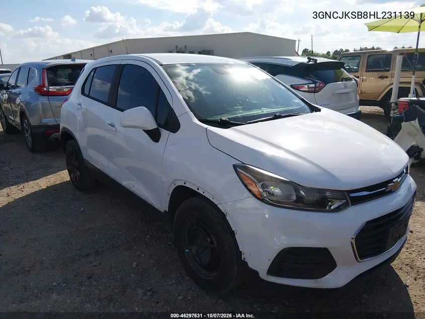 CHEVROLET TRAX 2017, VIN 3GNCJKSB8HL231139