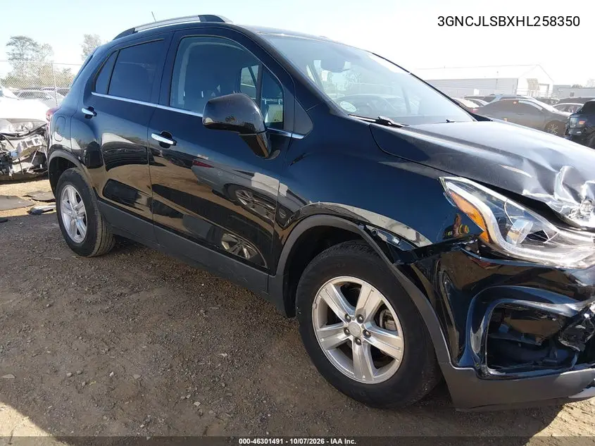 CHEVROLET TRAX 2017, VIN 3GNCJLSBXHL258350