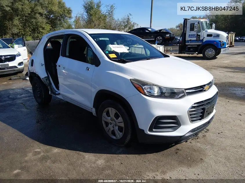 CHEVROLET TRAX 2017, VIN KL7CJKSB8HB047245