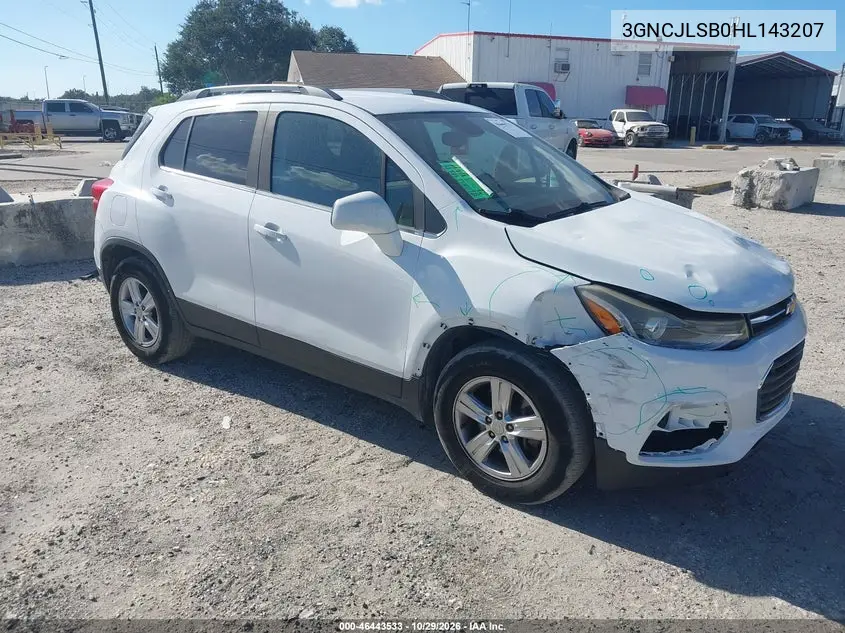 CHEVROLET TRAX 2017, VIN 3GNCJLSB0HL143207