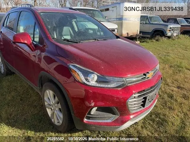 CHEVROLET TRAX 2018, VIN 3GNCJRSB1JL339438