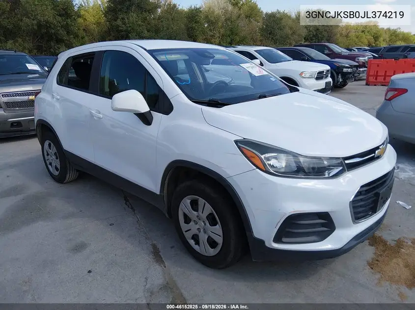 CHEVROLET TRAX 2018, VIN 3GNCJKSB0JL374219