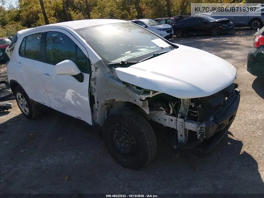 CHEVROLET TRAX 2018, VIN KL7CJKSB6JB719387