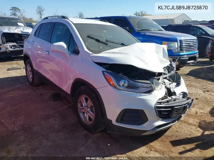 CHEVROLET TRAX 2018, VIN KL7CJLSB9JB725870