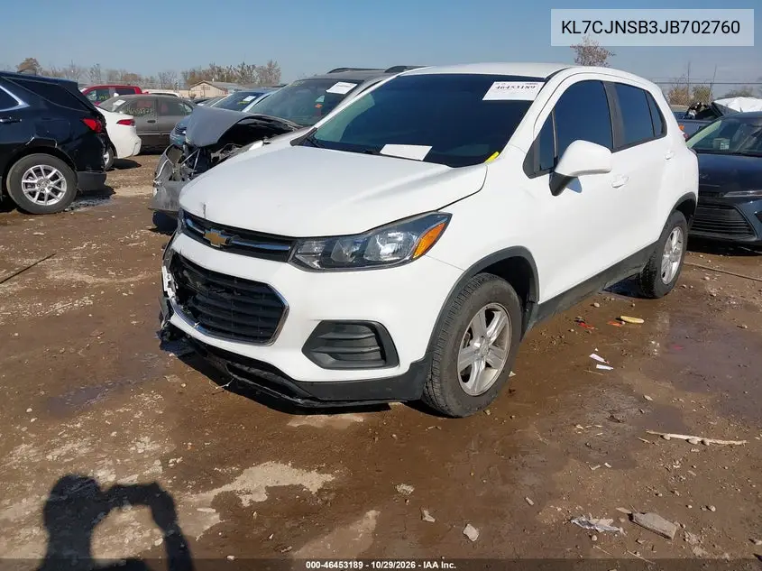 2018 CHEVROLET TRAX VIN KL7CJNSB3JB702760 — фото 2