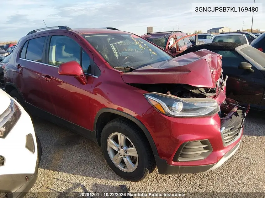 CHEVROLET TRAX 2019, VIN 3GNCJPSB7KL169480
