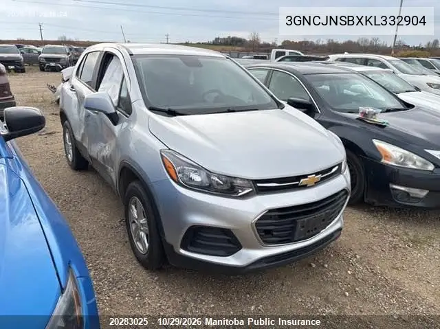 CHEVROLET TRAX 2019, VIN 3GNCJNSBXKL332904