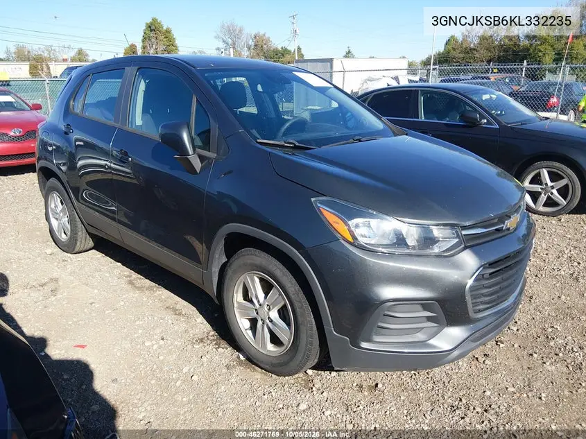 CHEVROLET TRAX 2019, VIN 3GNCJKSB6KL332235