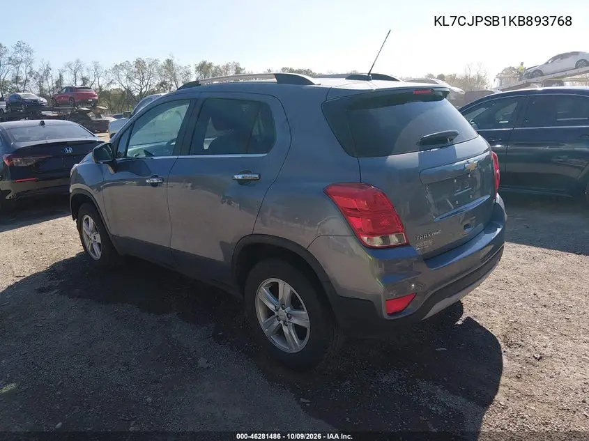2019 CHEVROLET TRAX VIN KL7CJPSB1KB893768 — фото 3