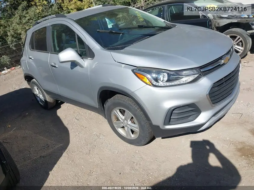 CHEVROLET TRAX 2019, VIN KL7CJPSB2KB724116