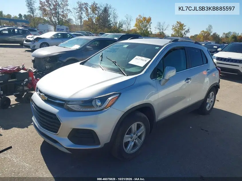 2019 CHEVROLET TRAX VIN KL7CJLSB3KB885597 — фото 2