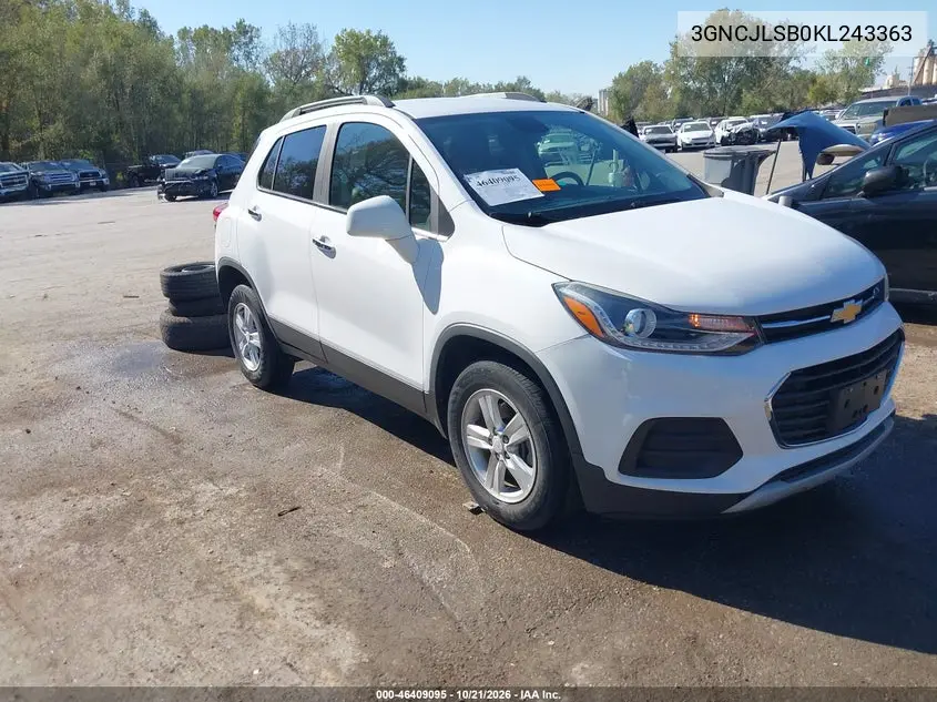 CHEVROLET TRAX 2019, VIN 3GNCJLSB0KL243363