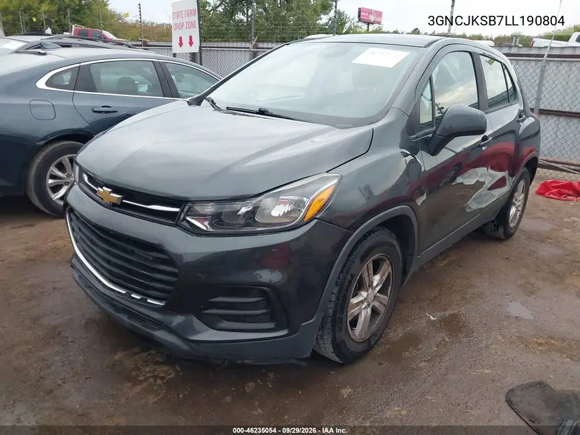 2020 CHEVROLET TRAX VIN 3GNCJKSB7LL190804 — фото 2