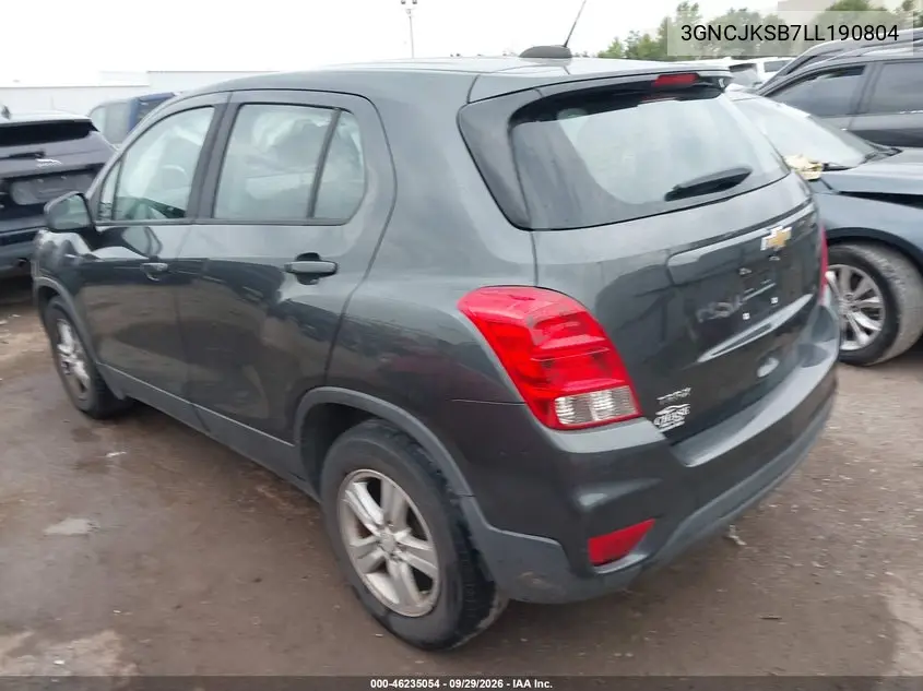 2020 CHEVROLET TRAX VIN 3GNCJKSB7LL190804 — фото 3