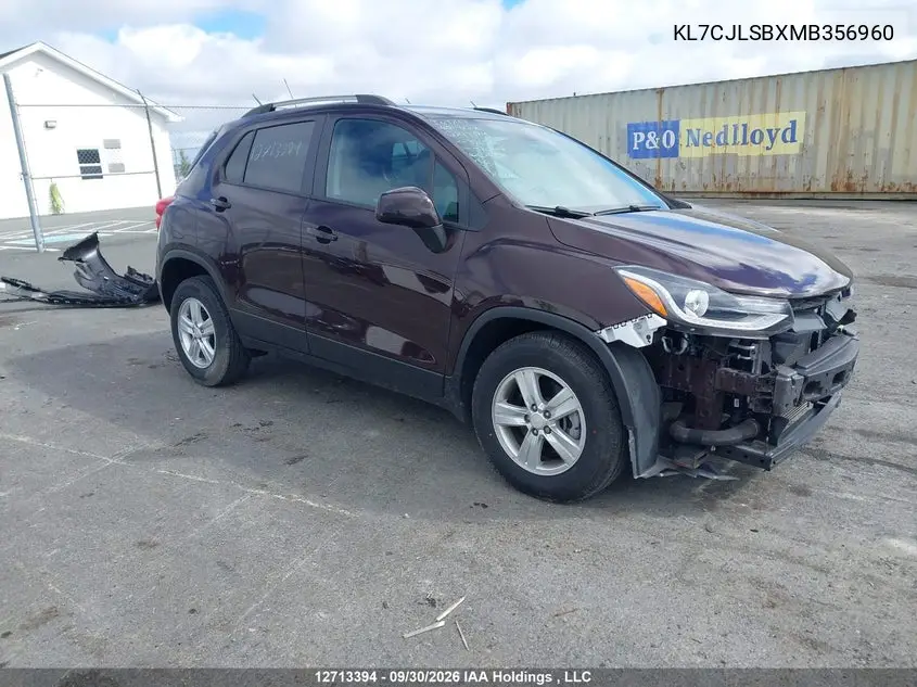 CHEVROLET TRAX 2021, VIN KL7CJLSBXMB356960