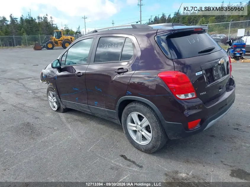 2021 CHEVROLET TRAX VIN KL7CJLSBXMB356960 — фото 3
