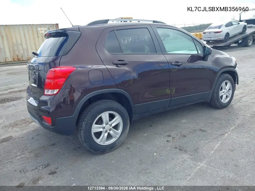 2021 CHEVROLET TRAX VIN KL7CJLSBXMB356960 — фото 4