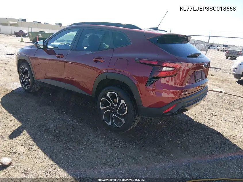 2025 CHEVROLET TRAX VIN KL77LJEP3SC018668 — фото 3