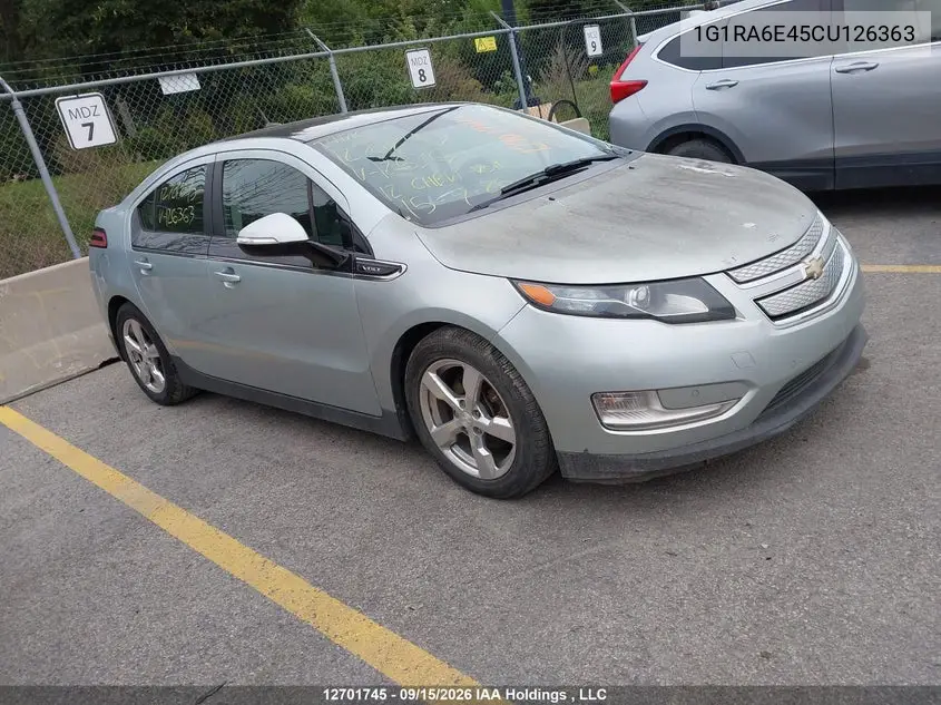 CHEVROLET VOLT 2012, VIN 1G1RA6E45CU126363
