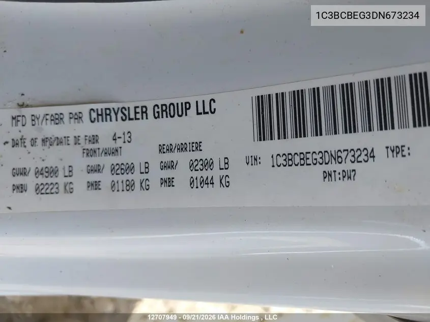 2013 CHRYSLER 200 VIN 1C3BCBEG3DN673234 — фото 9