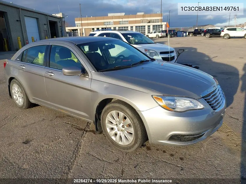 CHRYSLER 200 2014, VIN 1C3CCBAB3EN149761
