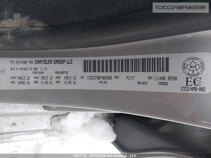 2015 CHRYSLER 200 VIN 1C3CCCFB8FN605589 — фото 18