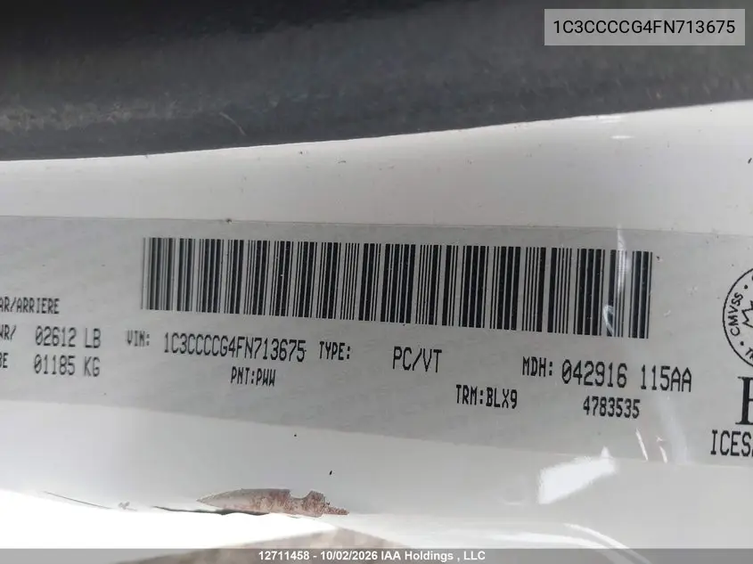 2015 CHRYSLER 200 VIN 1C3CCCCG4FN713675 — фото 9