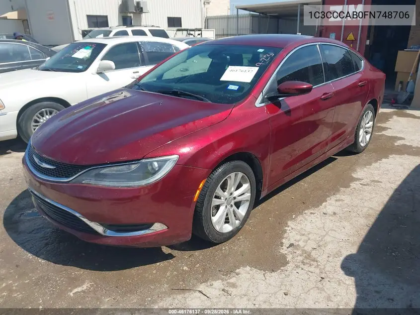 2015 CHRYSLER 200 VIN 1C3CCCAB0FN748706 — фото 2