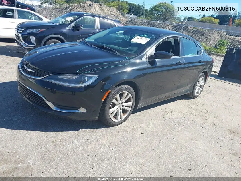 2015 CHRYSLER 200 VIN 1C3CCCAB2FN600315 — фото 2