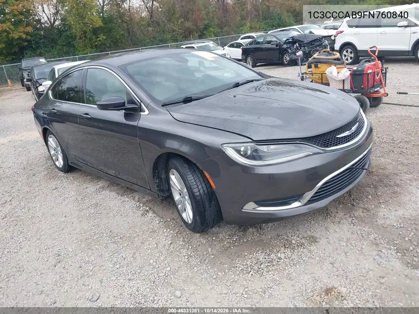 CHRYSLER 200 2015, VIN 1C3CCCAB9FN760840