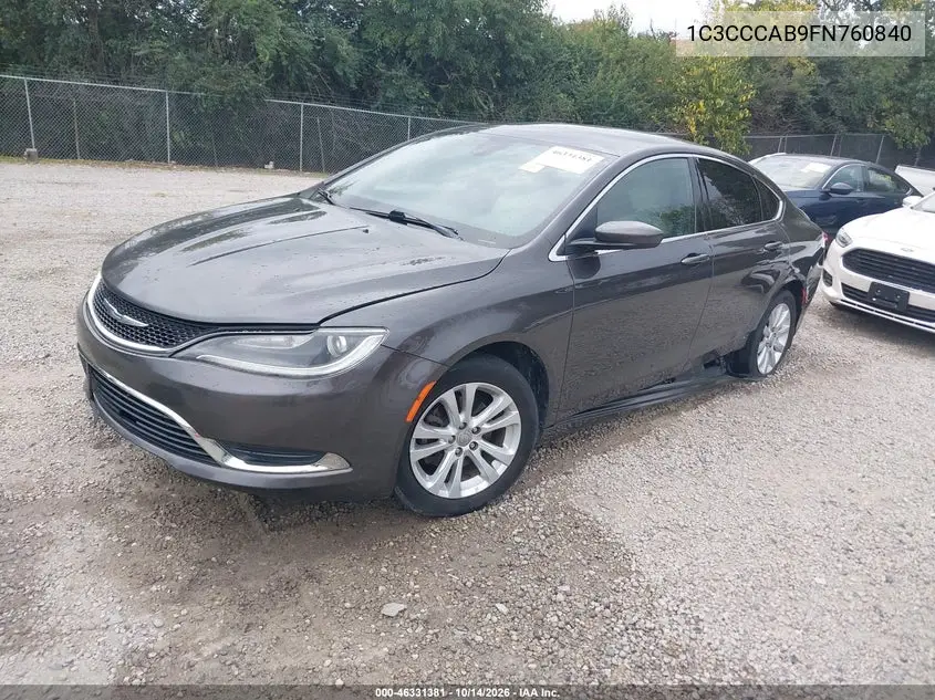 2015 CHRYSLER 200 VIN 1C3CCCAB9FN760840 — фото 2