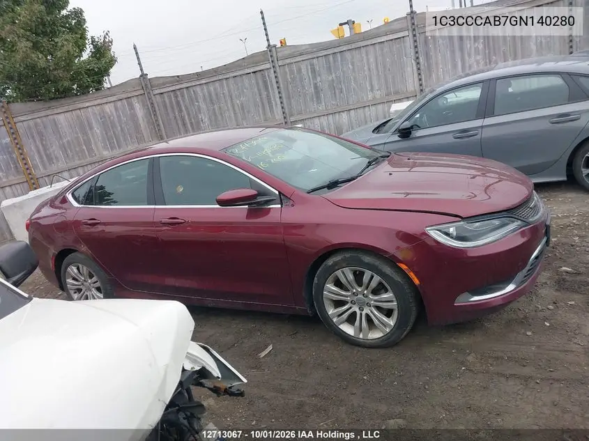 2016 CHRYSLER 200 VIN 1C3CCCAB7GN140280 — фото 13