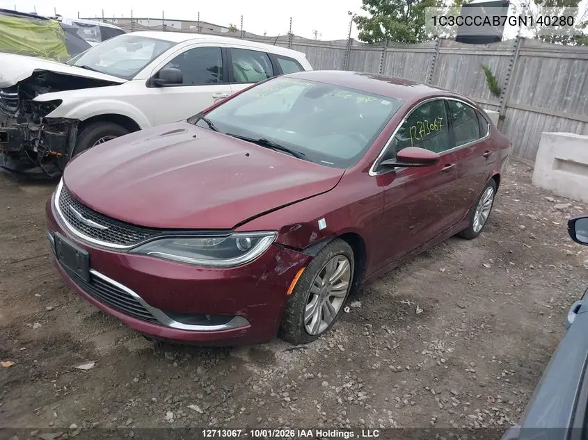 2016 CHRYSLER 200 VIN 1C3CCCAB7GN140280 — фото 3