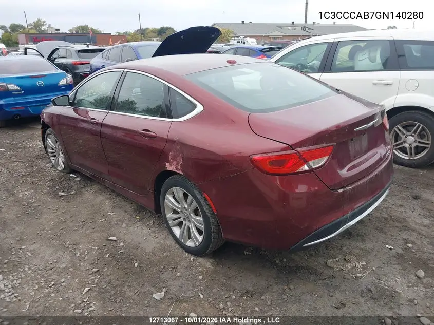 CHRYSLER 200 2016, VIN 1C3CCCAB7GN140280