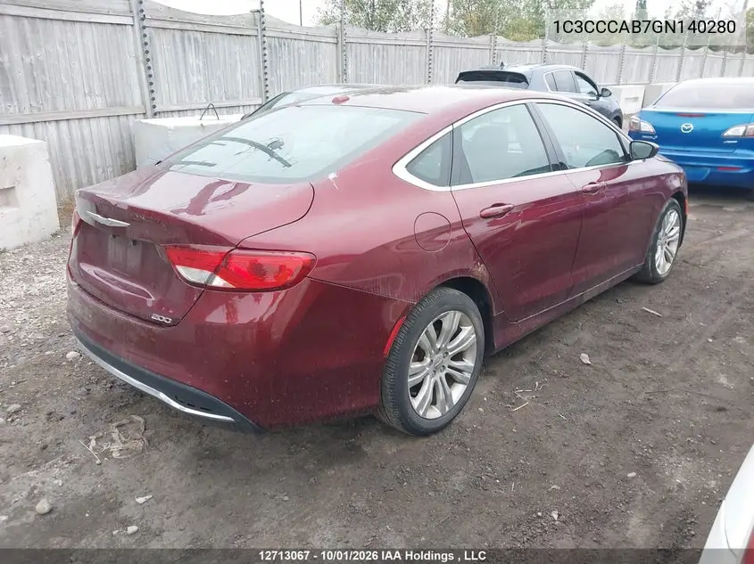 2016 CHRYSLER 200 VIN 1C3CCCAB7GN140280 — фото 4