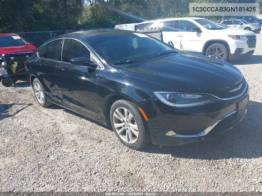CHRYSLER 200 2016, VIN 1C3CCCAB3GN181425