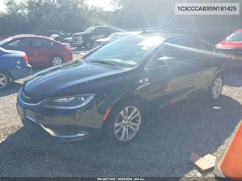 2016 CHRYSLER 200 VIN 1C3CCCAB3GN181425 — фото 2