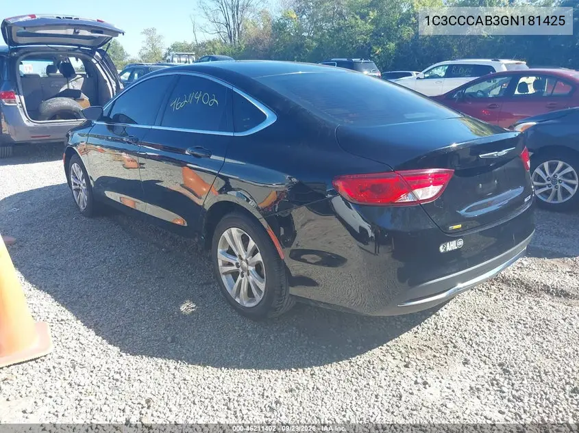 2016 CHRYSLER 200 VIN 1C3CCCAB3GN181425 — фото 3