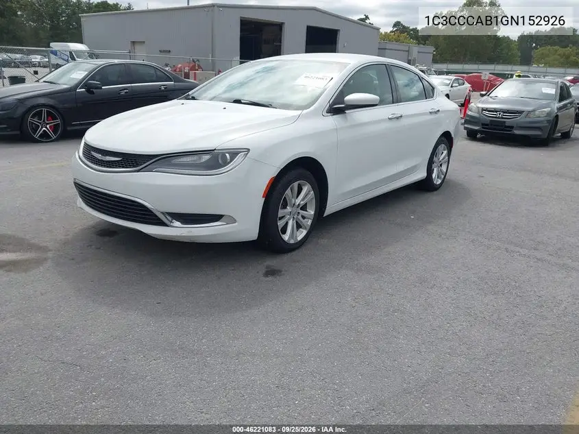 2016 CHRYSLER 200 VIN 1C3CCCAB1GN152926 — фото 2