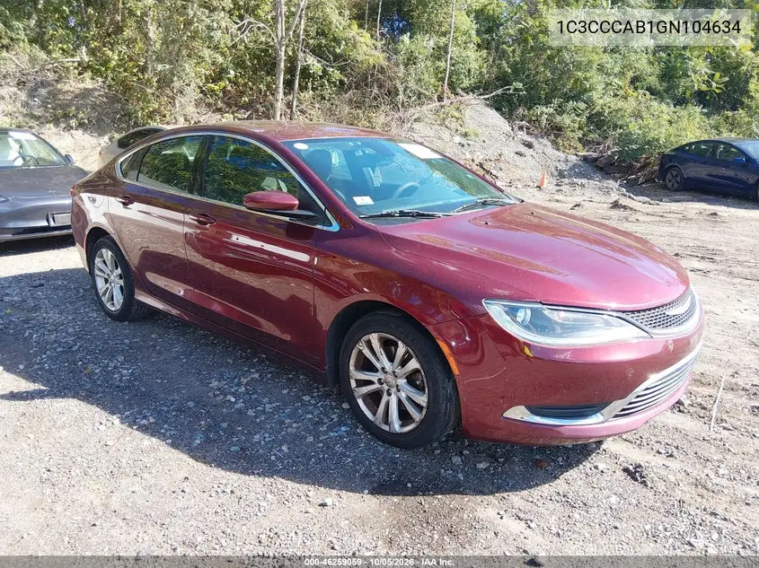 CHRYSLER 200 2016, VIN 1C3CCCAB1GN104634