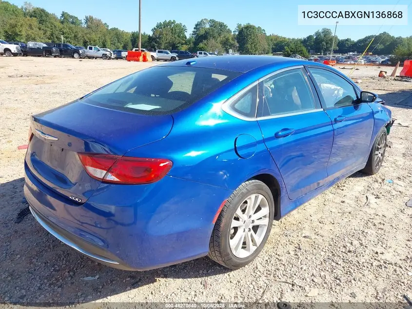 2016 CHRYSLER 200 VIN 1C3CCCABXGN136868 — фото 4