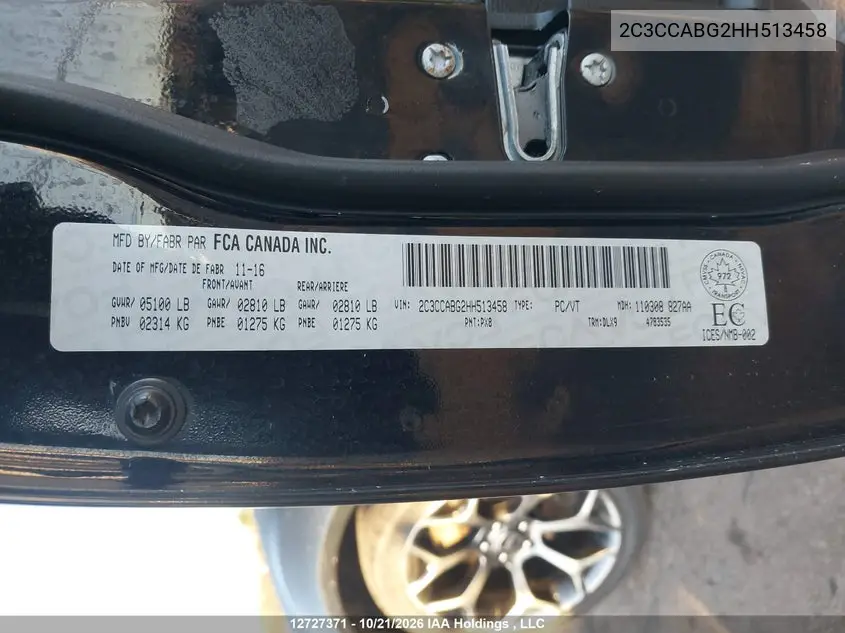 2017 CHRYSLER 300 VIN 2C3CCABG2HH513458 — фото 9